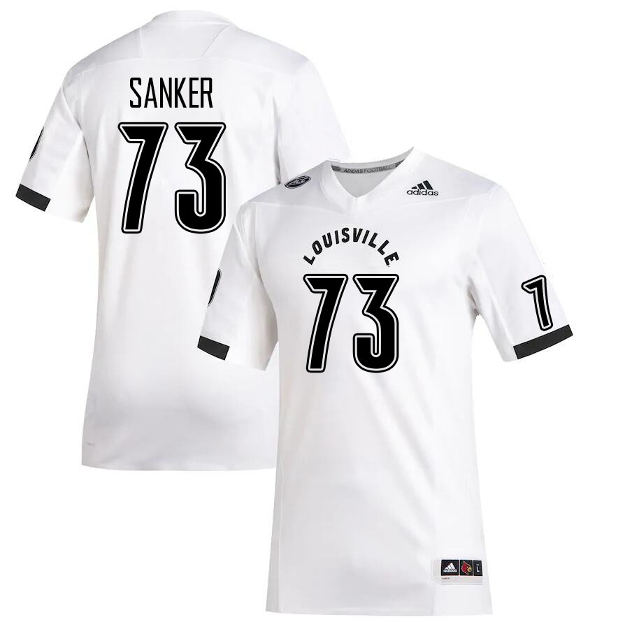 Men #73 Madden Sanker Louisville Cardinals College Football Jerseys Stitched Sale-White - Click Image to Close